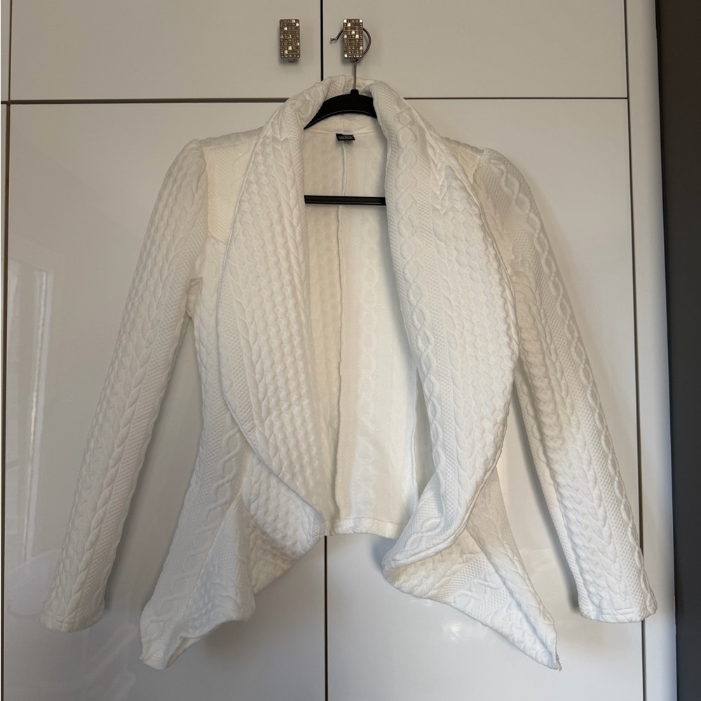 SHEIN White Cable Knit Cardigan